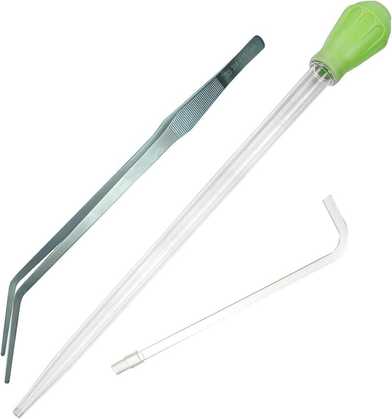Fecsam 50ml Manual Coral Fish Feeder/Water Changer/Waste Remover Clean Tool with Extension Pipe and 15inch Aquarium Tweezer for Fish Tank Cleaning, Aquatic Pipette Dropper Gravel Cleaner Siphon - Image 1
